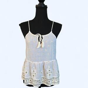 Vintage Y2K Abercrombie & Fitch White Coquette Babydoll Cami Tank Top Size Small